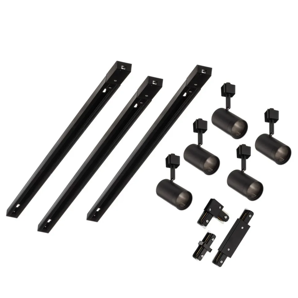 Prios 1 lyskilde skinnesystem Jorell, sort, 5 lyskilder, GU10