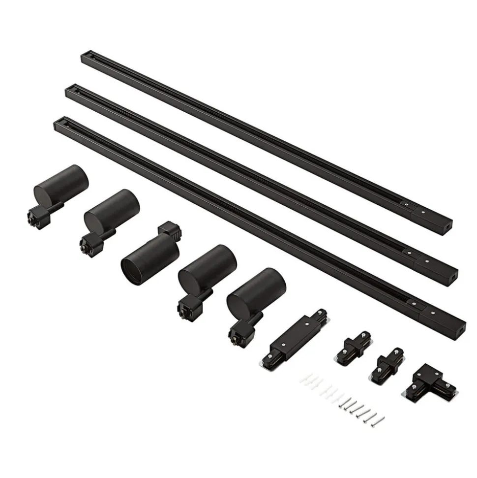 Prios 1 lyskilde skinnesystem Jorell, sort, 5 lyskilder, GU10