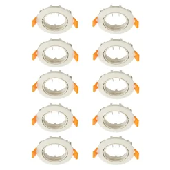 Prios forsænket loftlampe Fibur, beige, zink, Ø 8,2 cm, 10 stk