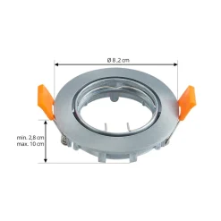 Prios forsænket loftlampe Fibur, børstet sølv, Ø 8,2 cm