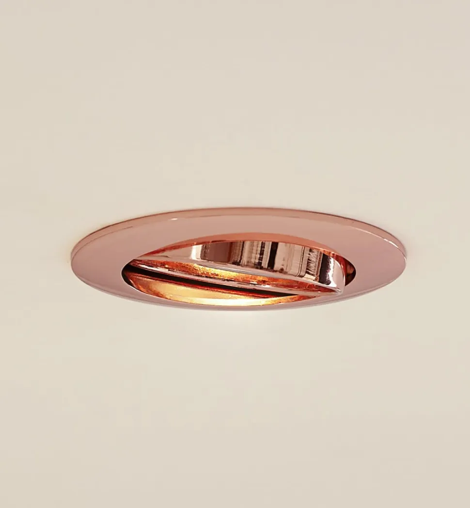 Prios forsænket loftlampe Fibur, kobber, aluminium, Ø 8,2 cm