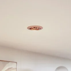 Prios forsænket loftlampe Fibur, kobber, aluminium, Ø 8,2 cm