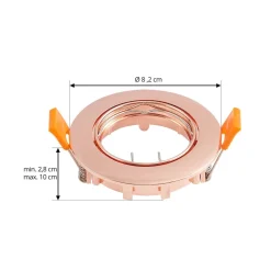 Prios forsænket loftlampe Fibur, kobber, aluminium, Ø 8,2 cm