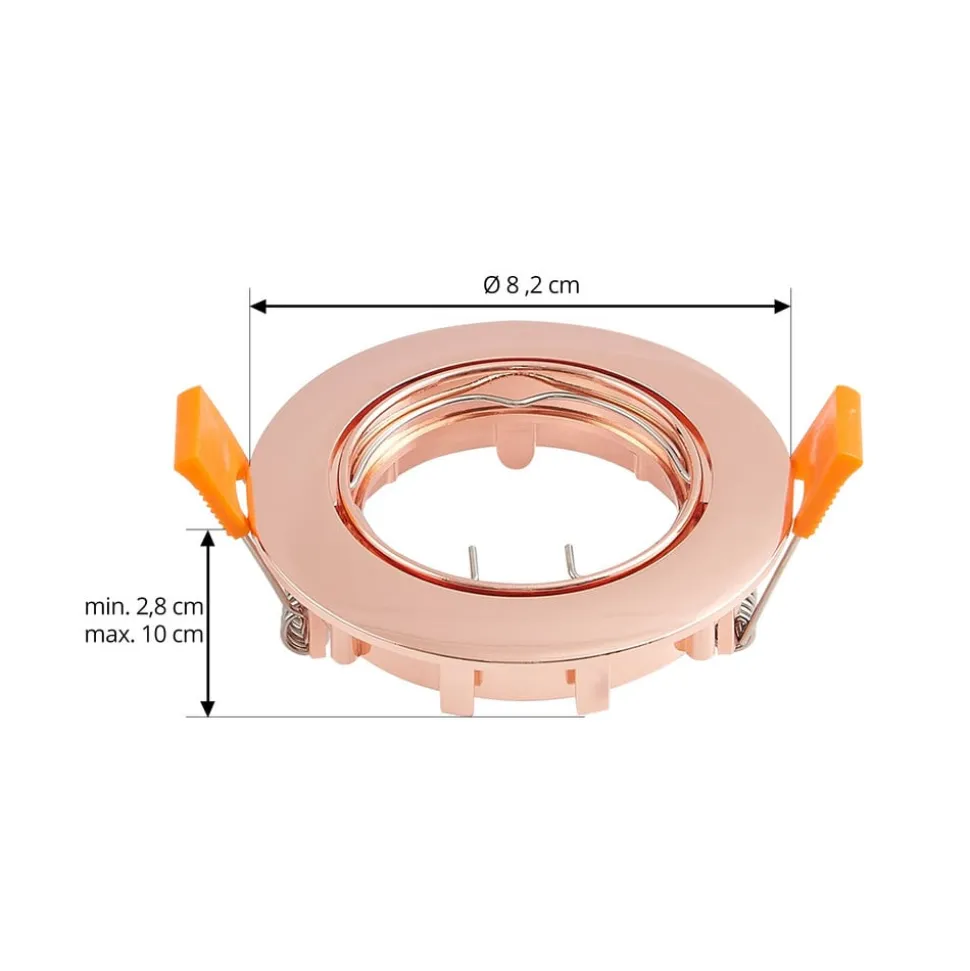 Prios forsænket loftlampe Fibur, kobber, aluminium, Ø 8,2 cm