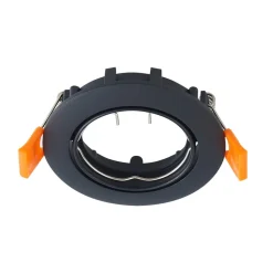 Prios forsænket loftlampe Fibur, sort, aluminium, Ø 8,2 cm