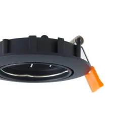 Prios forsænket loftlampe Fibur, sort, aluminium, Ø 8,2 cm