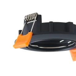 Prios forsænket loftlampe Fibur, sort, aluminium, Ø 8,2 cm