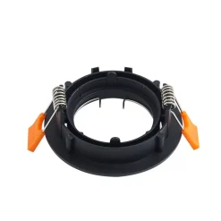 Prios forsænket loftlampe Fibur, sort, aluminium, Ø 8,2 cm