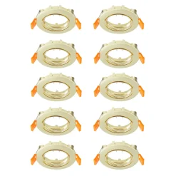 Prios forsænket loftlampe Fibur, guld, zink, Ø 8,2 cm, 10 stk