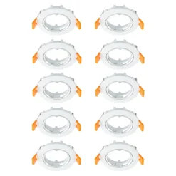 Prios forsænket loftlampe Fibur, hvid, zink, Ø 8,2 cm, 10 stk