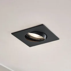 Prios indbygningslampe Fibur, sort, 9 cm, GU10