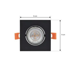 Prios indbygningslampe Fibur, sort, 9 cm, GU10