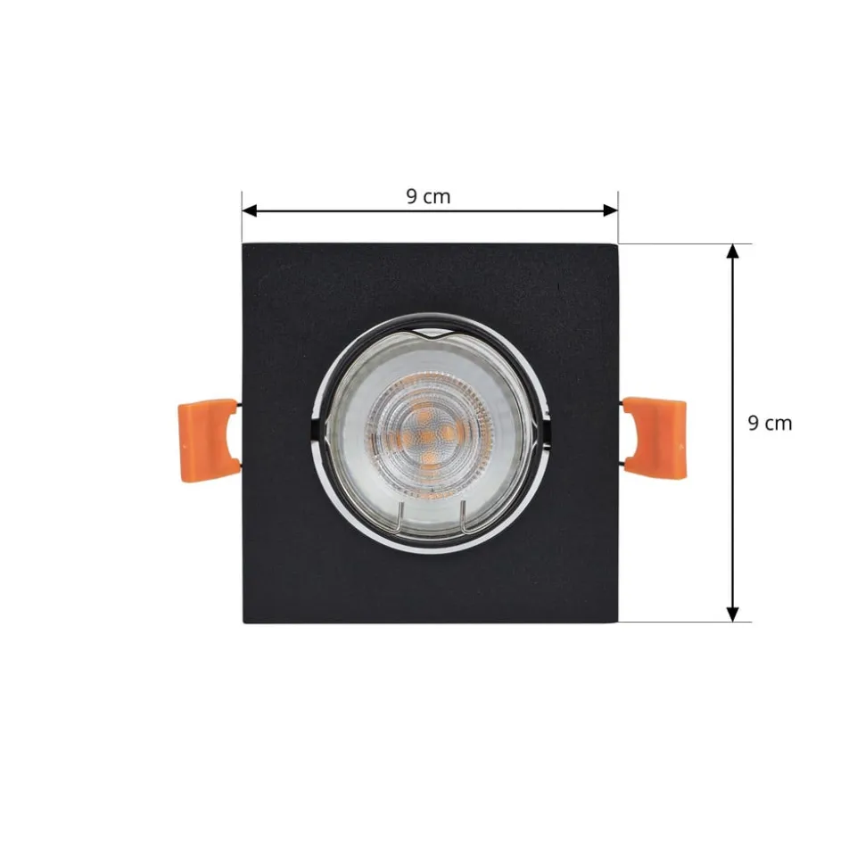 Prios indbygningslampe Fibur, sort, 9 cm, GU10