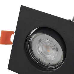 Prios indbygningslampe Fibur, sort, 9 cm, GU10