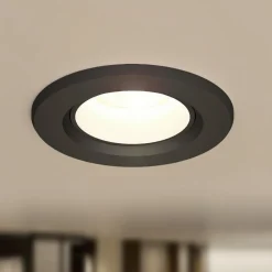 Prios LED indbygningslampe Shima, sort, 7 W, 3000K, dæmpbar