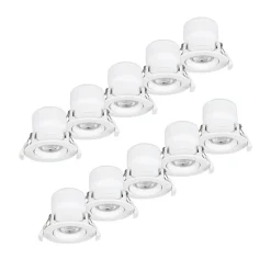 Prios LED indbygningslampe Shima, hvid, 7W, 3000K, 10stk, dæmpbar