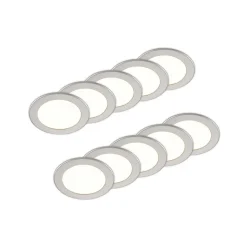 Prios LED-indbygningslampe Cadance, sølv, 17 cm, sæt med 10, CCT