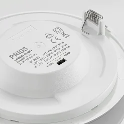 Prios LED-indbygningslampe Cadance, sølv, 17 cm, sæt med 10, CCT
