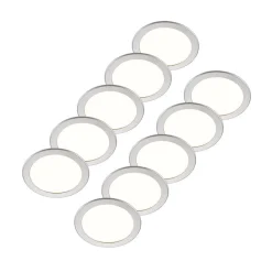 Prios LED-indbygningslampe Cadance, sølv, 22 cm, sæt med 10, CCT