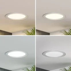 Prios LED-indbygningslampe Cadance, sølv, 22 cm, CCT, IP44