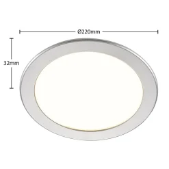 Prios LED-indbygningslampe Cadance, sølv, 22 cm, CCT, IP44