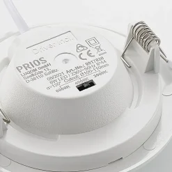 Prios LED-indbygningslampe Cadance, hvid, 12 cm, CCT, IP44