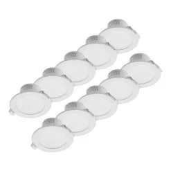 Prios LED-indbygningslampe Rida, sæt med 10, hvid, 12 cm, CCT, IP44