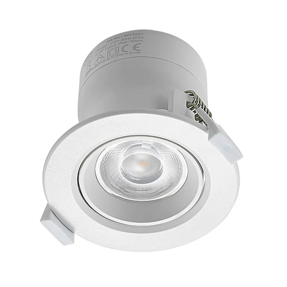Prios LED-indbygningslampe Shima, hvid, 7 W, 3000K, dæmpbar