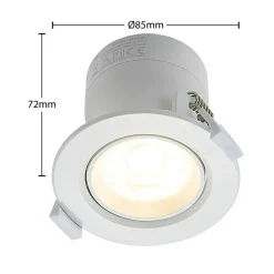 Prios LED-indbygningslampe Shima, hvid, 7 W, 3000K, dæmpbar