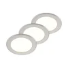 Prios LED-indbygningslampe Cadance, sølv, 17 cm, sæt med 3, CCT