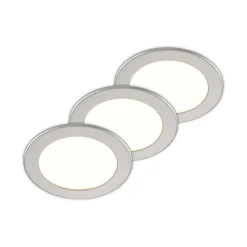 Prios LED-indbygningslampe Cadance, sølv, 17 cm, sæt med 3, CCT