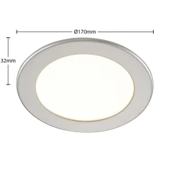 Prios LED-indbygningslampe Cadance, sølv, 17 cm, sæt med 3, CCT