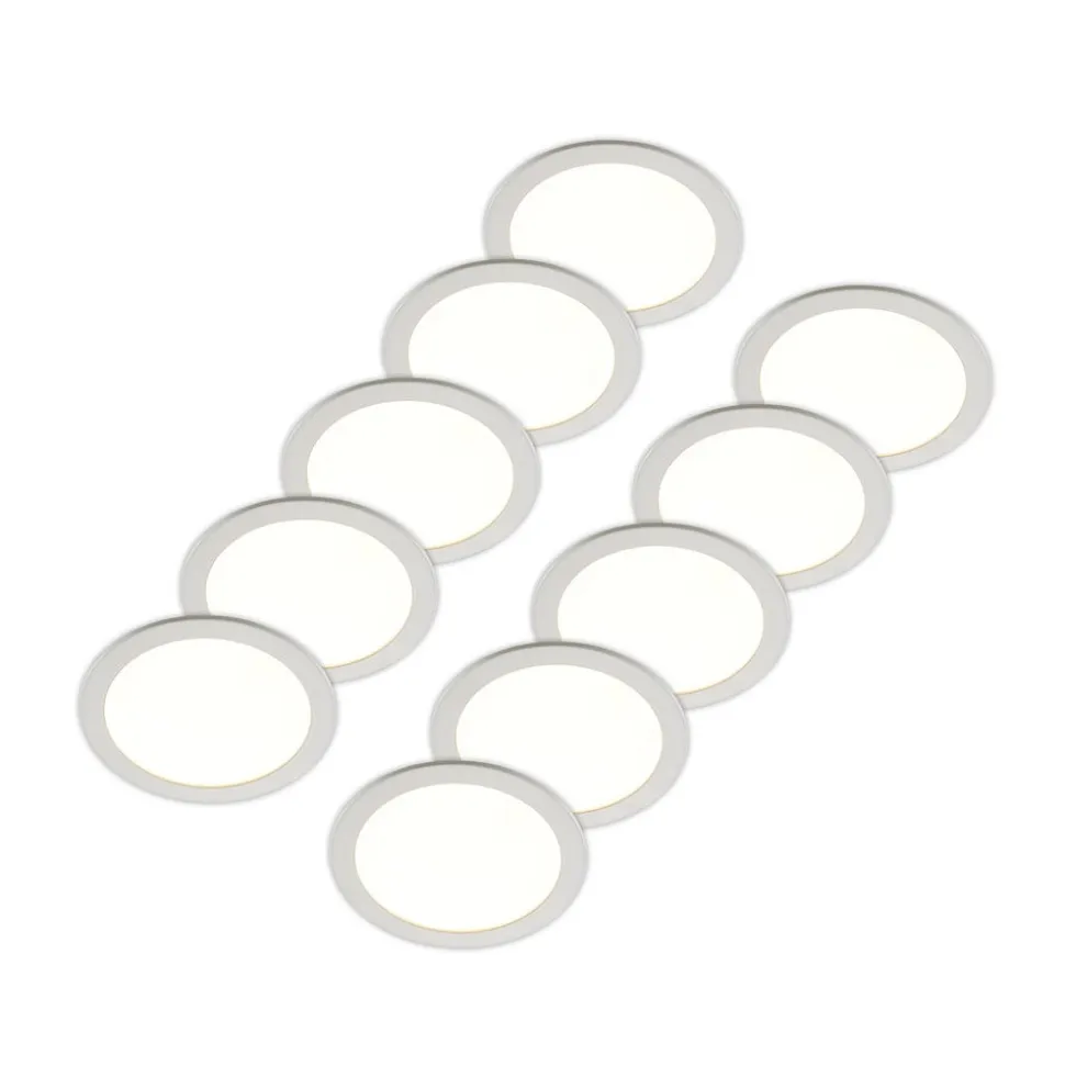 Prios LED-indbygningslampe Cadance, hvid, 24 cm, sæt med 10, CCT