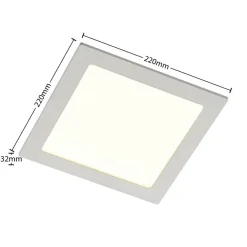 Prios LED-indbygningslampe Helina, hvid, 22 cm, 18 W, dæmpbar