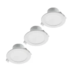 Prios LED-indbygningslampe Rida, sæt med 3, hvid, 12 cm, CCT, IP44