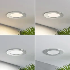 Prios LED-indbygningslampe Cadance, sølv, 12 cm, sæt med 10, CCT