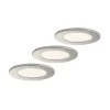Prios LED-indbygningslampe Cadance, sølv, 12 cm, sæt med 3, CCT