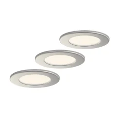 Prios LED-indbygningslampe Cadance, sølv, 12 cm, sæt med 3, CCT