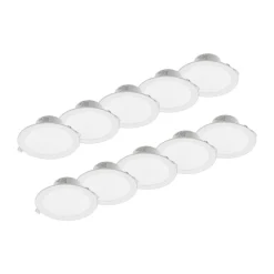 Prios LED-indbygningslampe Rida, 10stk, hvid, 23cm, 25W, CCT, IP44