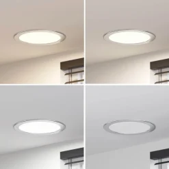 Prios LED-indbygningslampe Cadance, sølv, 24 cm, sæt med 3, CCT