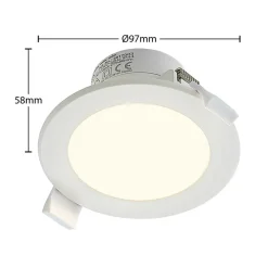 Prios LED-indbygningsspot Rida, hvid. Ø 10 cm, CCT, IP44