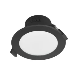 Prios LED-indbygningsspot Rida, sort, Ø 12 cm, CCT, IP44