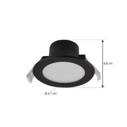 Prios LED-indbygningsspot Rida, sort, Ø 12 cm, CCT, IP44