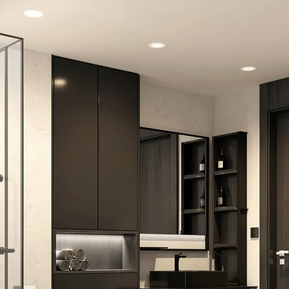 Prios LED-indbygningsspot Rida, hvid. Ø 12 cm, CCT, IP44