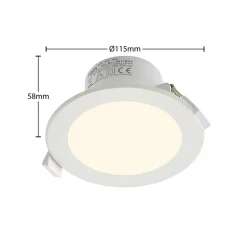 Prios LED-indbygningsspot Rida, hvid. Ø 12 cm, CCT, IP44