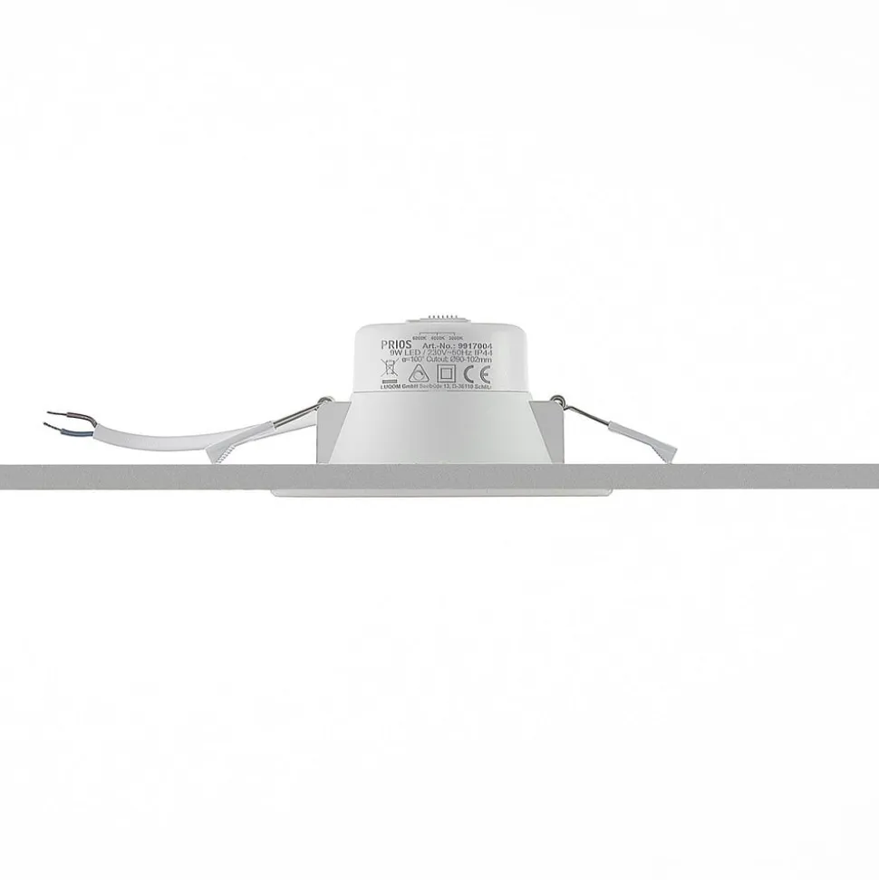 Prios LED-indbygningsspot Rida, hvid. Ø 12 cm, CCT, IP44