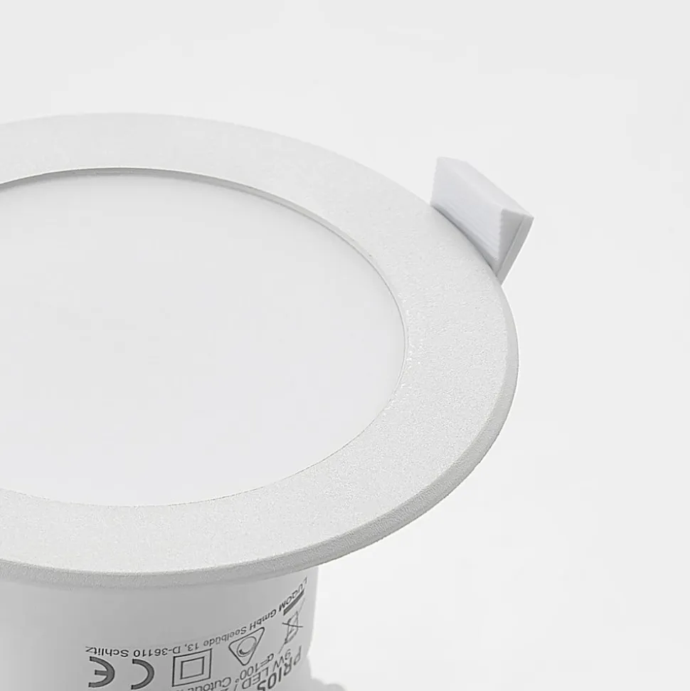 Prios LED-indbygningsspot Rida, hvid. Ø 12 cm, CCT, IP44