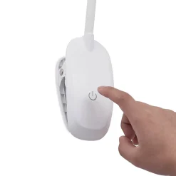 Prios LED-klemmelampe Harumi, hvid, genopladeligt batteri, USB, 51 cm høj