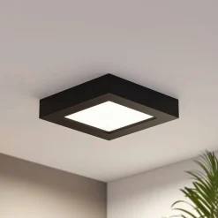 Prios LED-loftlampe Alette, sort, 12 W, CCT, dæmpbar