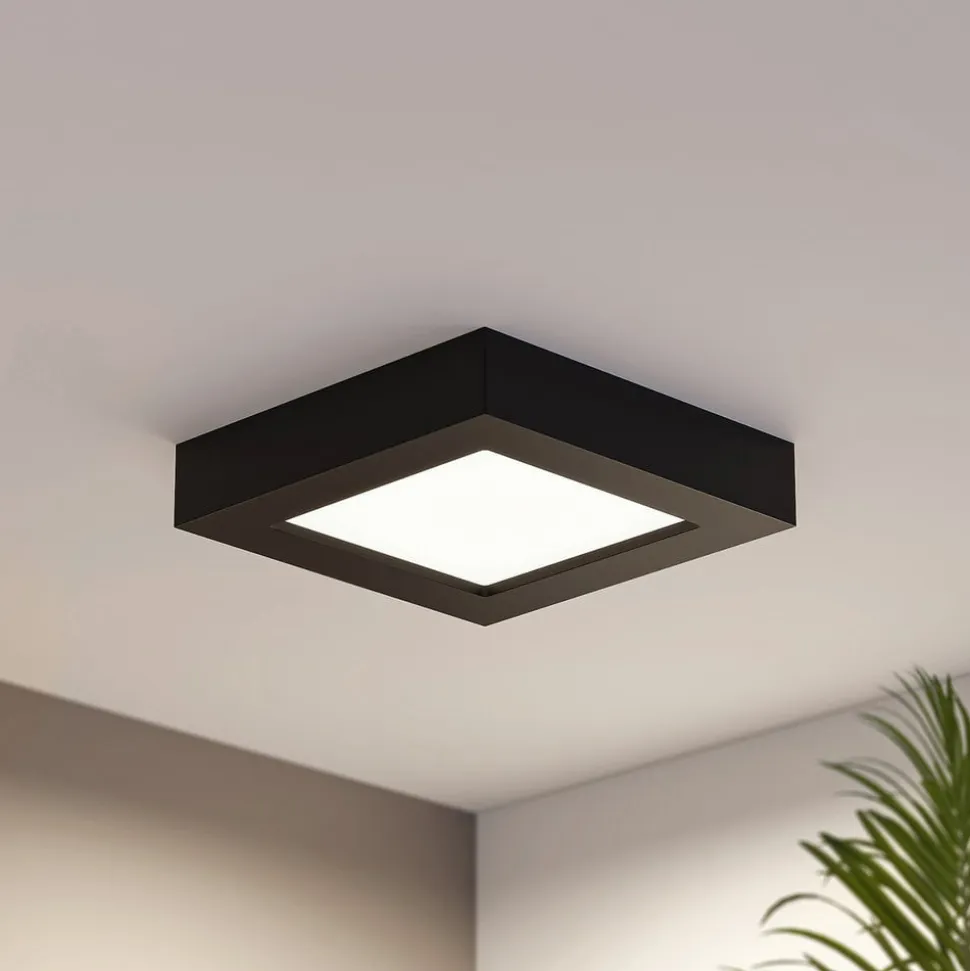 Prios LED-loftlampe Alette, sort, 12 W, CCT, dæmpbar